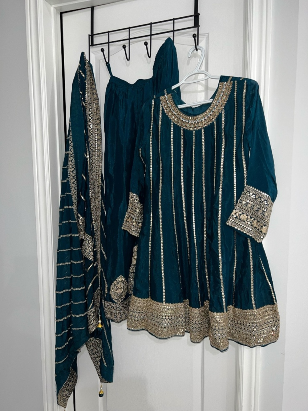Sharara Punjabi suit in green - high neck / modest size 38